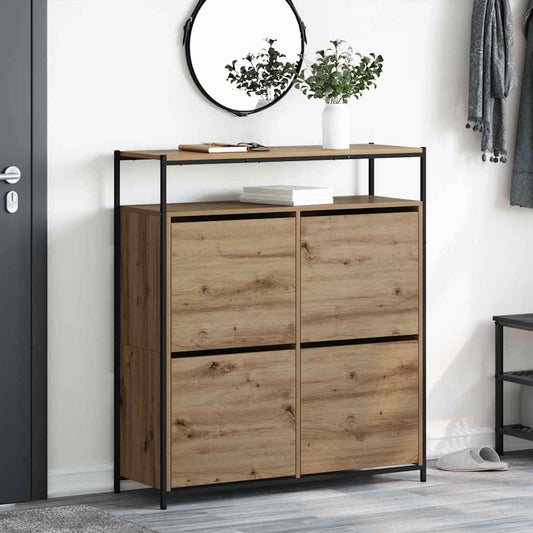 Schuhschrank Eiche handwerklich 100 x 34 x 112 cm Holzwerkstoff