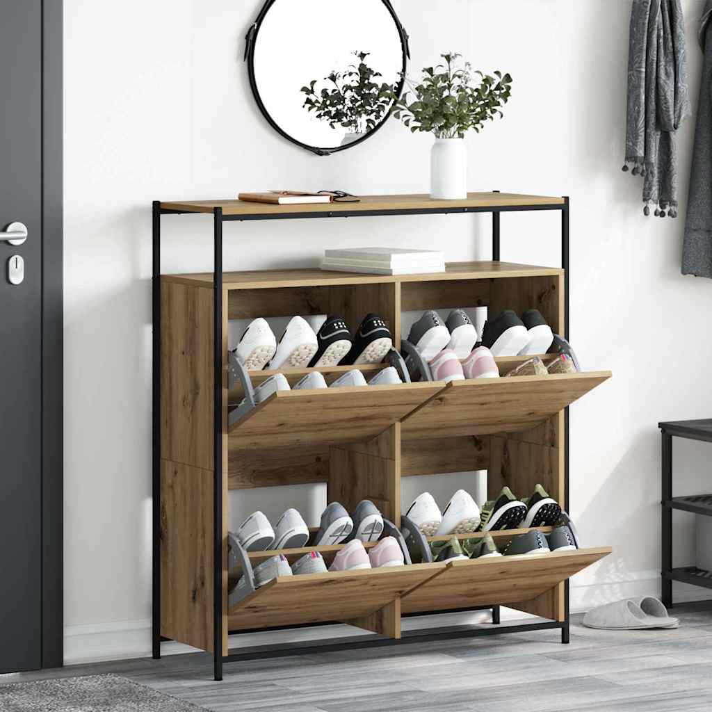 Schuhschrank Eiche handwerklich 100 x 34 x 112 cm Holzwerkstoff