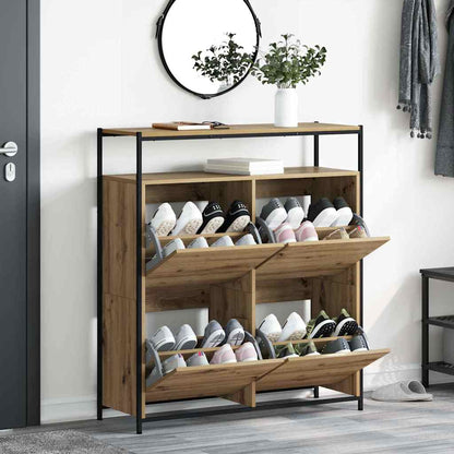 Schuhschrank Eiche handwerklich 100 x 34 x 112 cm Holzwerkstoff
