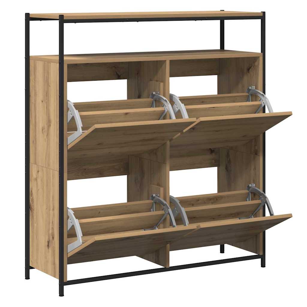 Schuhschrank Eiche handwerklich 100 x 34 x 112 cm Holzwerkstoff