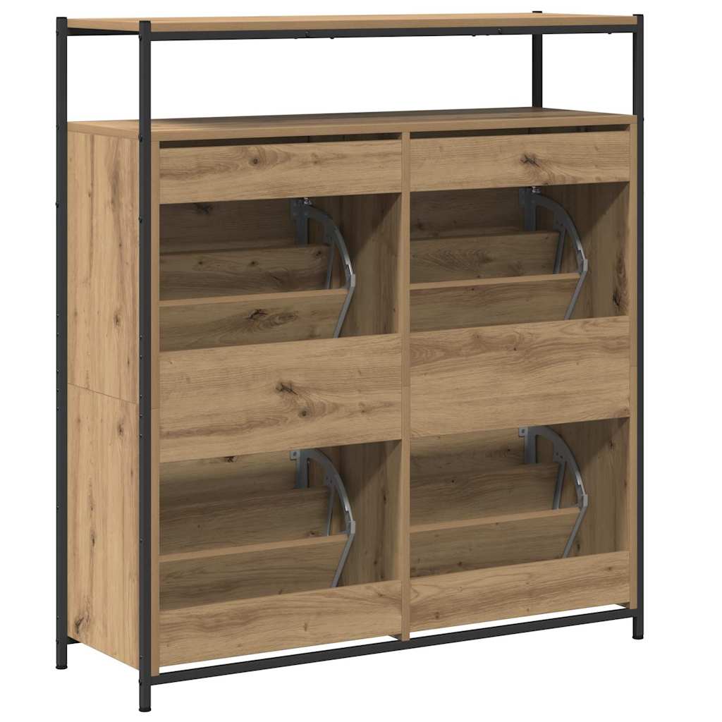 Schuhschrank Eiche handwerklich 100 x 34 x 112 cm Holzwerkstoff