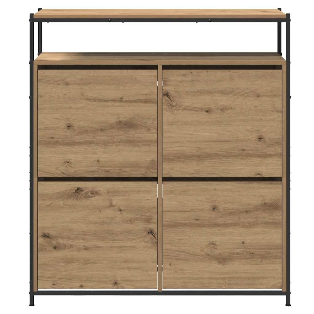 Schuhschrank Eiche handwerklich 100 x 34 x 112 cm Holzwerkstoff