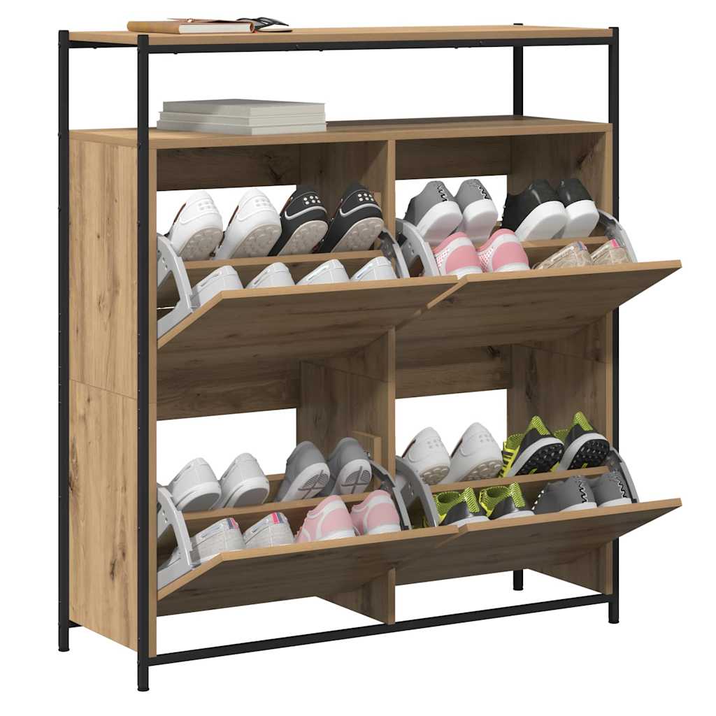 Schuhschrank Eiche handwerklich 100 x 34 x 112 cm Holzwerkstoff