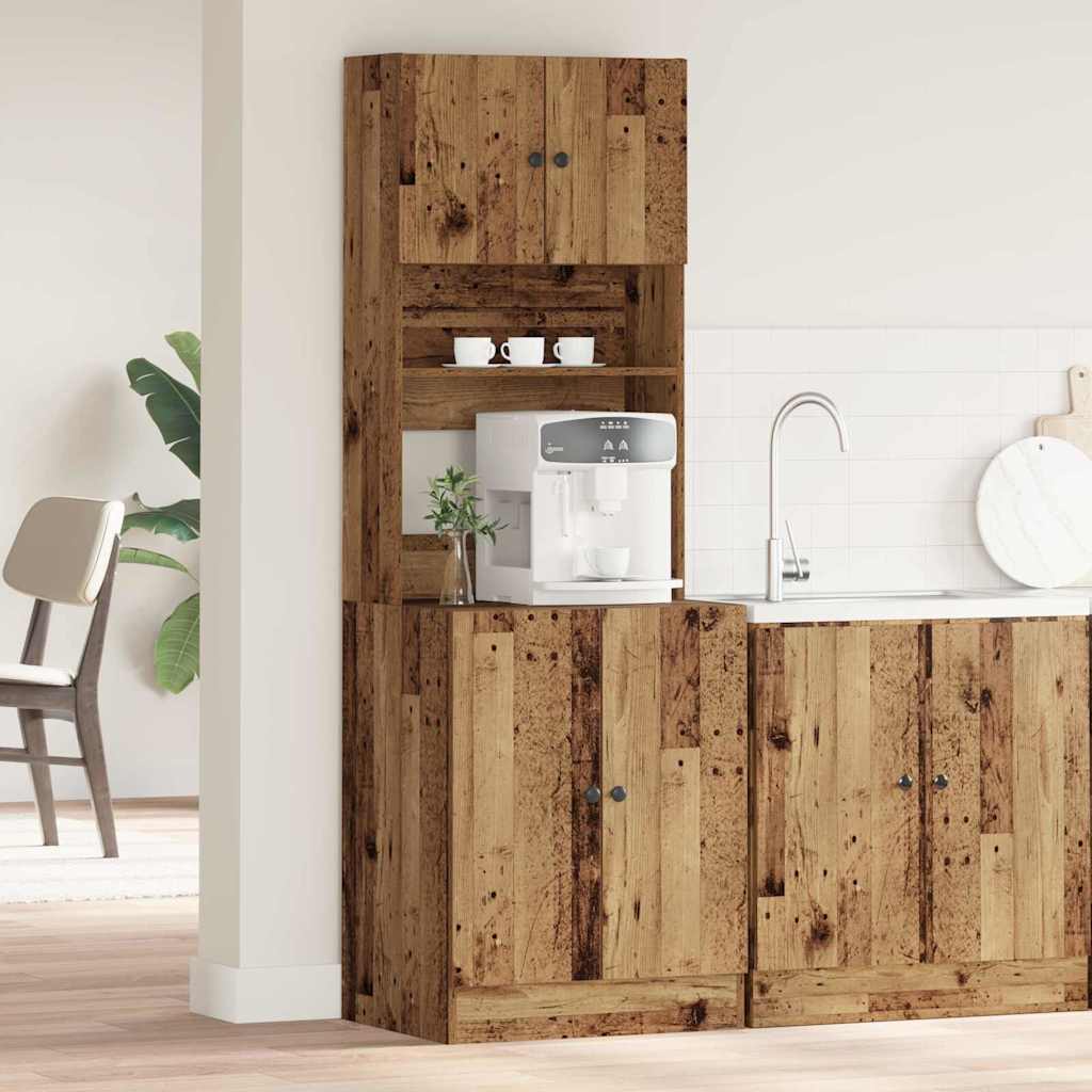 Küchenschrank mit Regal Altholz 60 x 50 x 180 cm Holzwerkstoff