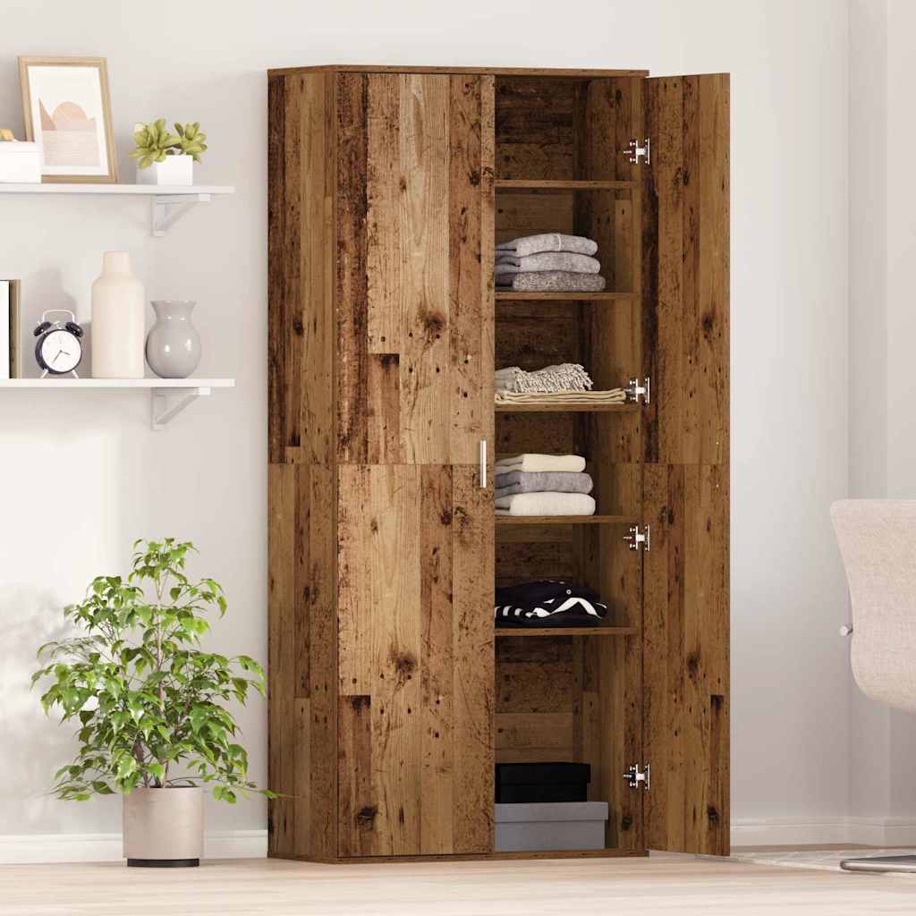 Highboard Altholz 80 x 35 x 180 cm Holzwerkstoff