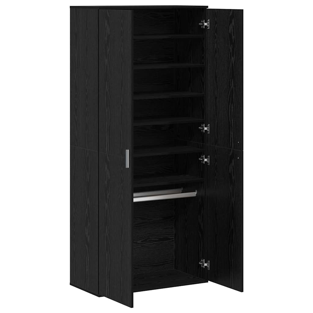 Hochschrank Schwarz Eichen-Optik 80 x 39 x 178 cm Holzwerkstoff