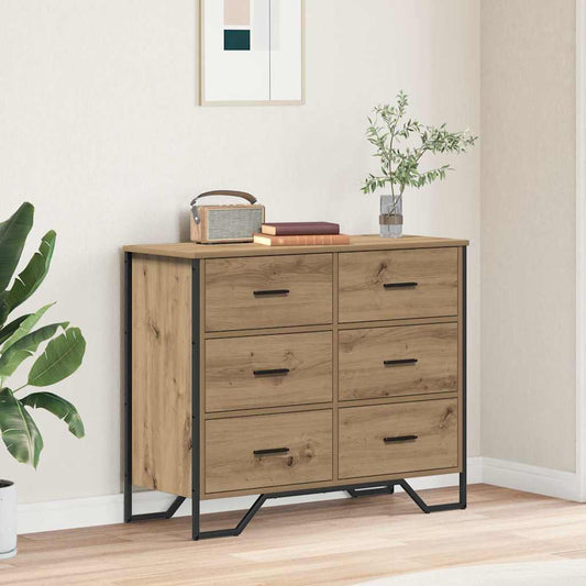 Kommode Eiche handwerklich 91 x 35,5 x 74,5 cm Holzwerkstoff