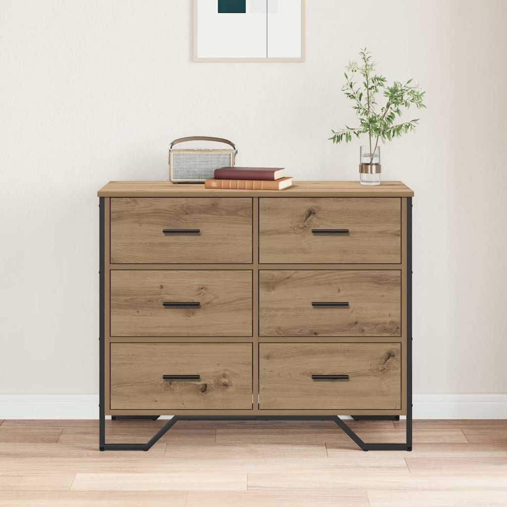 Kommode Eiche handwerklich 91 x 35,5 x 74,5 cm Holzwerkstoff