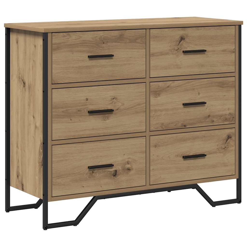 Kommode Eiche handwerklich 91 x 35,5 x 74,5 cm Holzwerkstoff