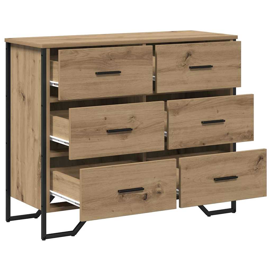 Kommode Eiche handwerklich 91 x 35,5 x 74,5 cm Holzwerkstoff