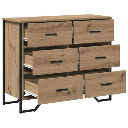 Kommode Eiche handwerklich 91 x 35,5 x 74,5 cm Holzwerkstoff
