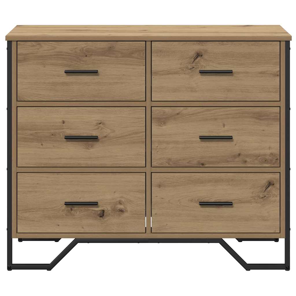 Kommode Eiche handwerklich 91 x 35,5 x 74,5 cm Holzwerkstoff