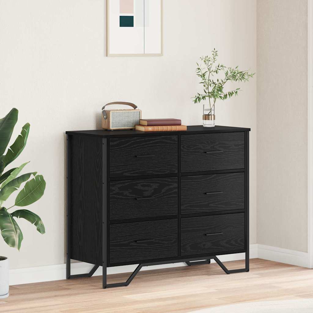 Kommode Schwarze Eiche 91 x 35,5 x 74,5 cm Holzwerkstoff