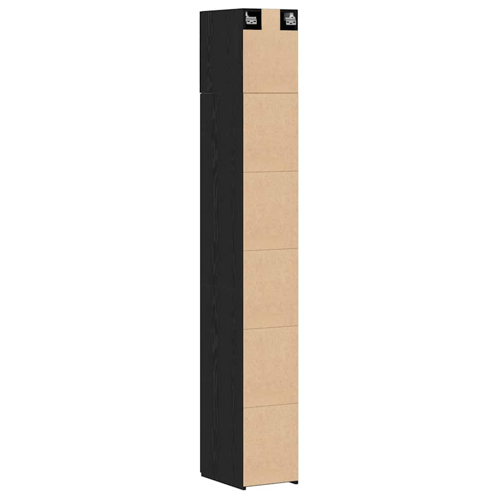 Schlanker Stauraum Schrank Schwarze Eiche 30 x 42.5 x 225 cm