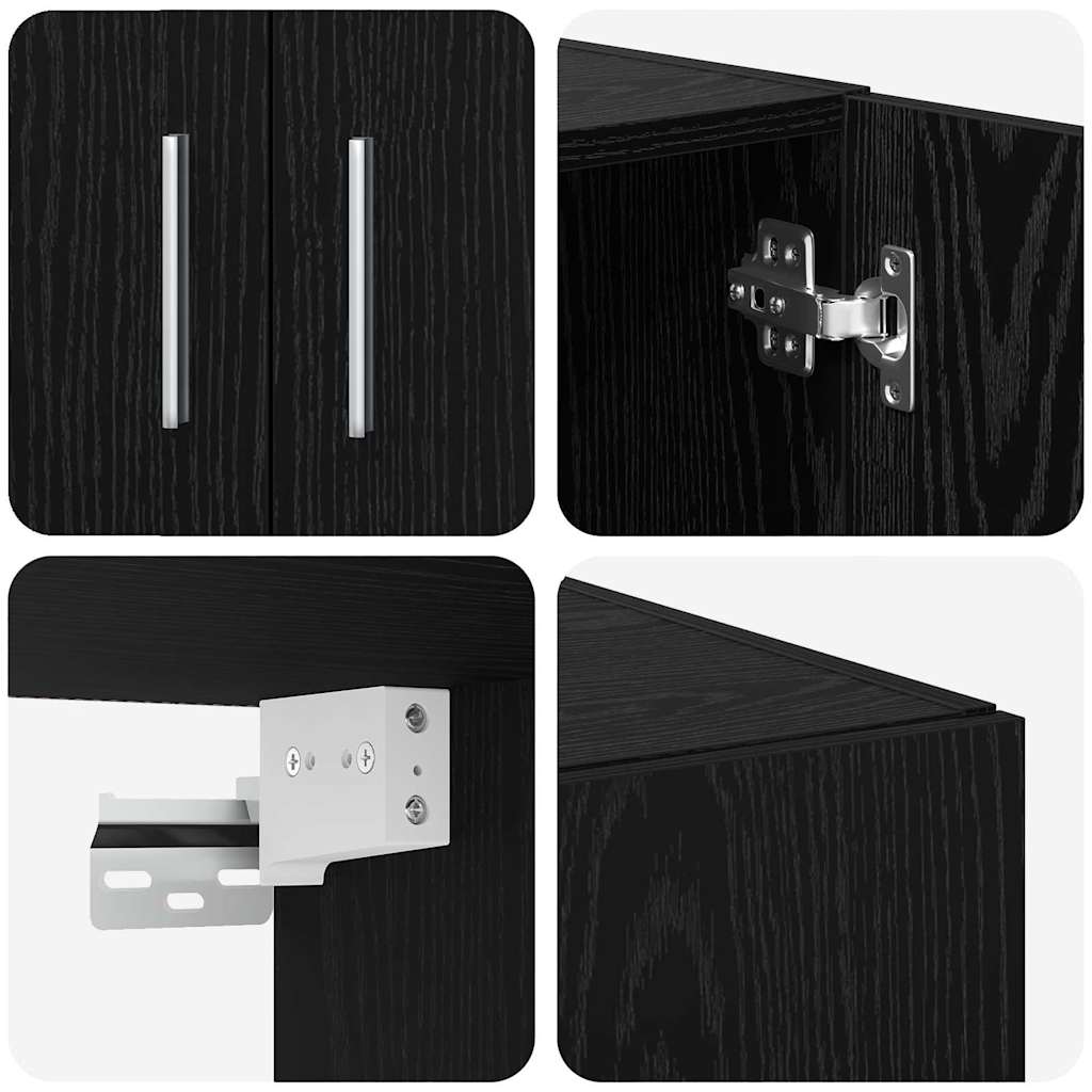 Badschrank Schwarze Eiche 70 x 42,5 x 225 cm Holzwerkstoff