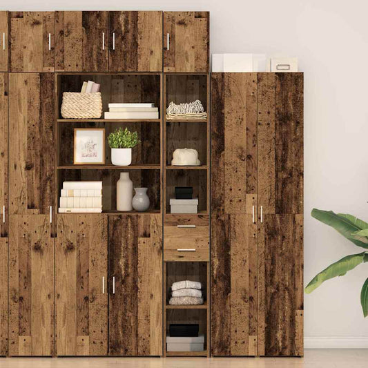Schlanker Stauraum Schrank Altholz 30 x 42.5 x 225 cm