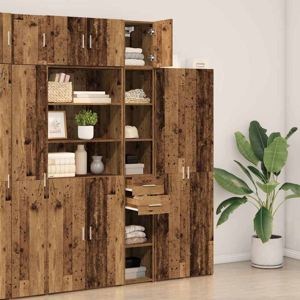 Schlanker Stauraum Schrank Altholz 30 x 42.5 x 225 cm