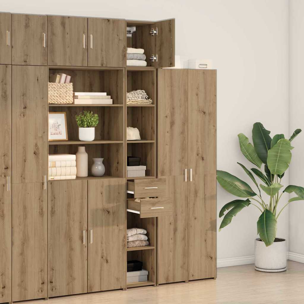 Schlanker Stauraum Schrank mit Schubladen Eiche handwerklich