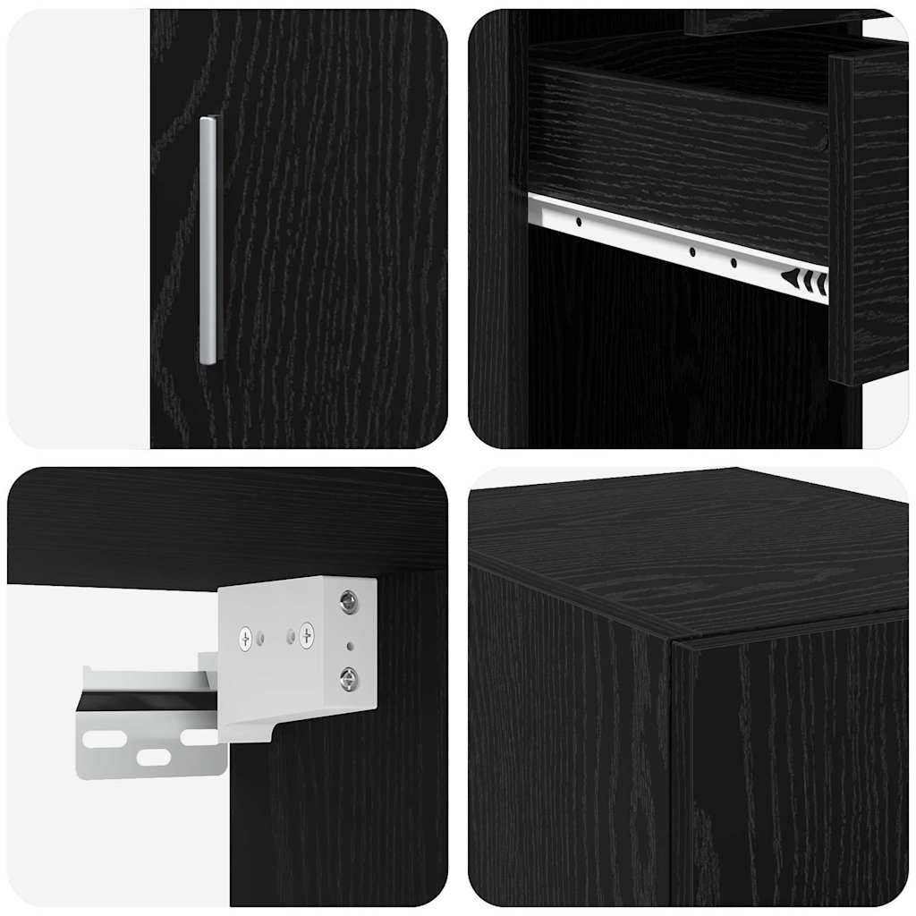 Schlanker Stauraum Schrank Schwarze Eiche 30 x 42.5 x 225 cm