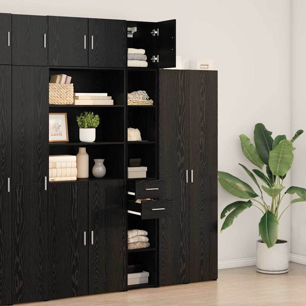 Schlanker Stauraum Schrank Schwarze Eiche 30 x 42.5 x 225 cm