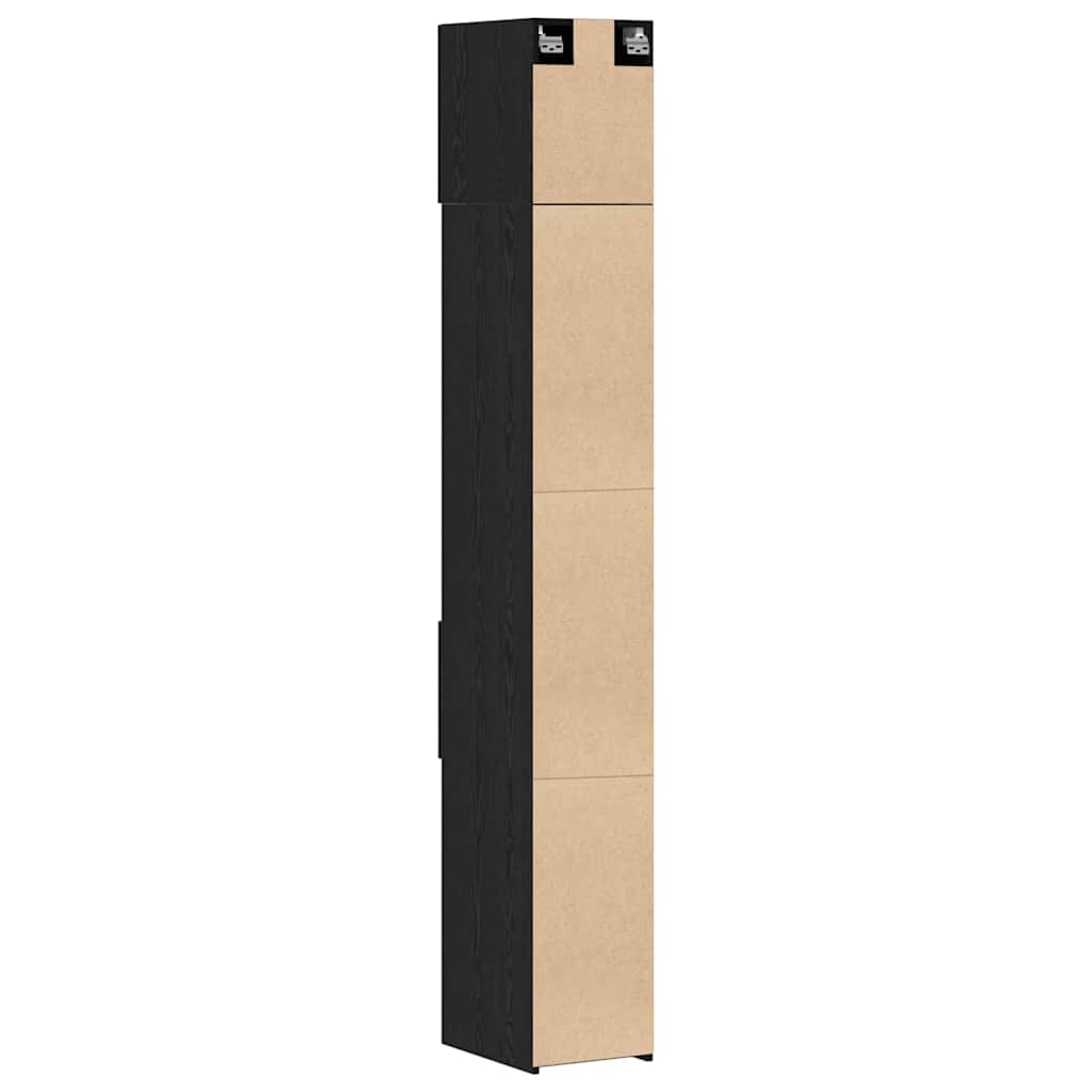 Schlanker Stauraum Schrank mit Schubladen Schwarz Eichen-Optik