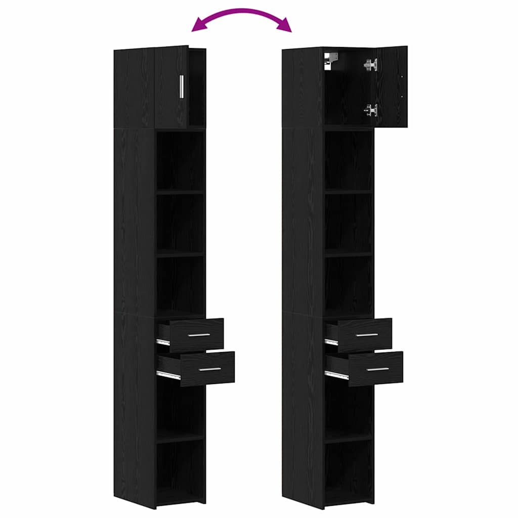 Schlanker Stauraum Schrank Schwarze Eiche 30 x 42.5 x 225 cm