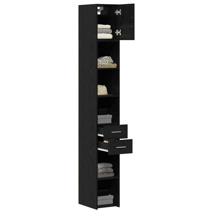 Schlanker Stauraum Schrank Schwarze Eiche 30 x 42.5 x 225 cm