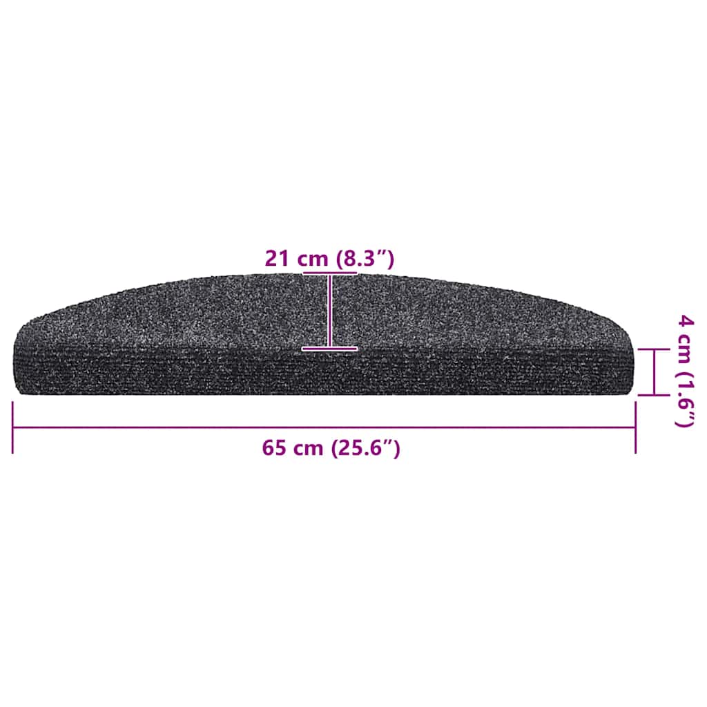 Stufenmatten Selbstklebend 20 Stk. 65x21x4 cm Dunkelgrau Halbrund Groß