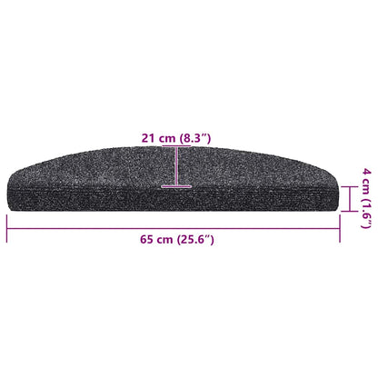 Stufenmatten Selbstklebend 20 Stk. 65x21x4 cm Dunkelgrau Halbrund Groß