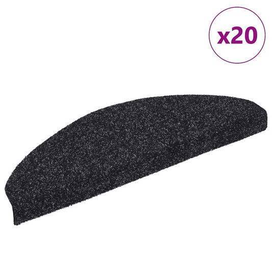 Stufenmatten Selbstklebend 20 Stk. 65x21x4 cm Schwarz Halbrund Groß