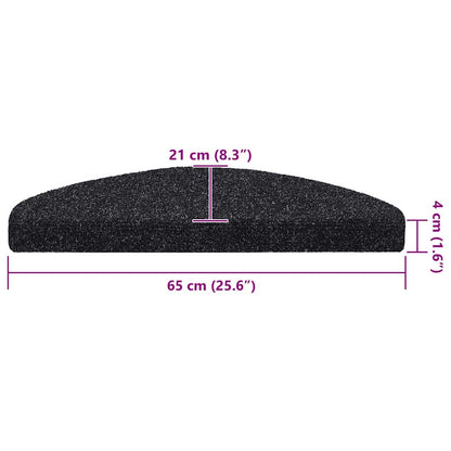 Stufenmatten Selbstklebend 20 Stk. 65x21x4 cm Schwarz Halbrund Groß