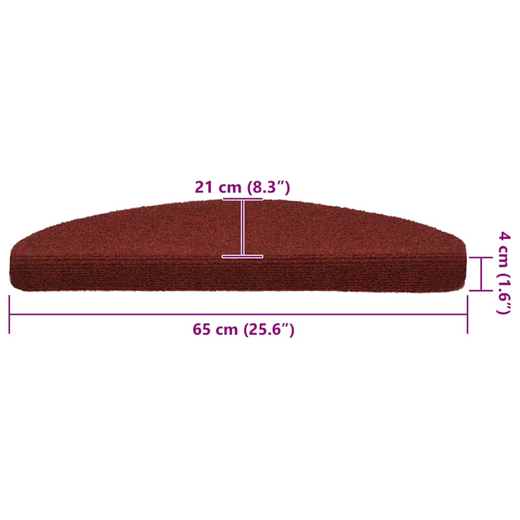 Stufenmatten Selbstklebend 20 Stk. 65x21x4 cm Bordeauxrot Halbrund Groß