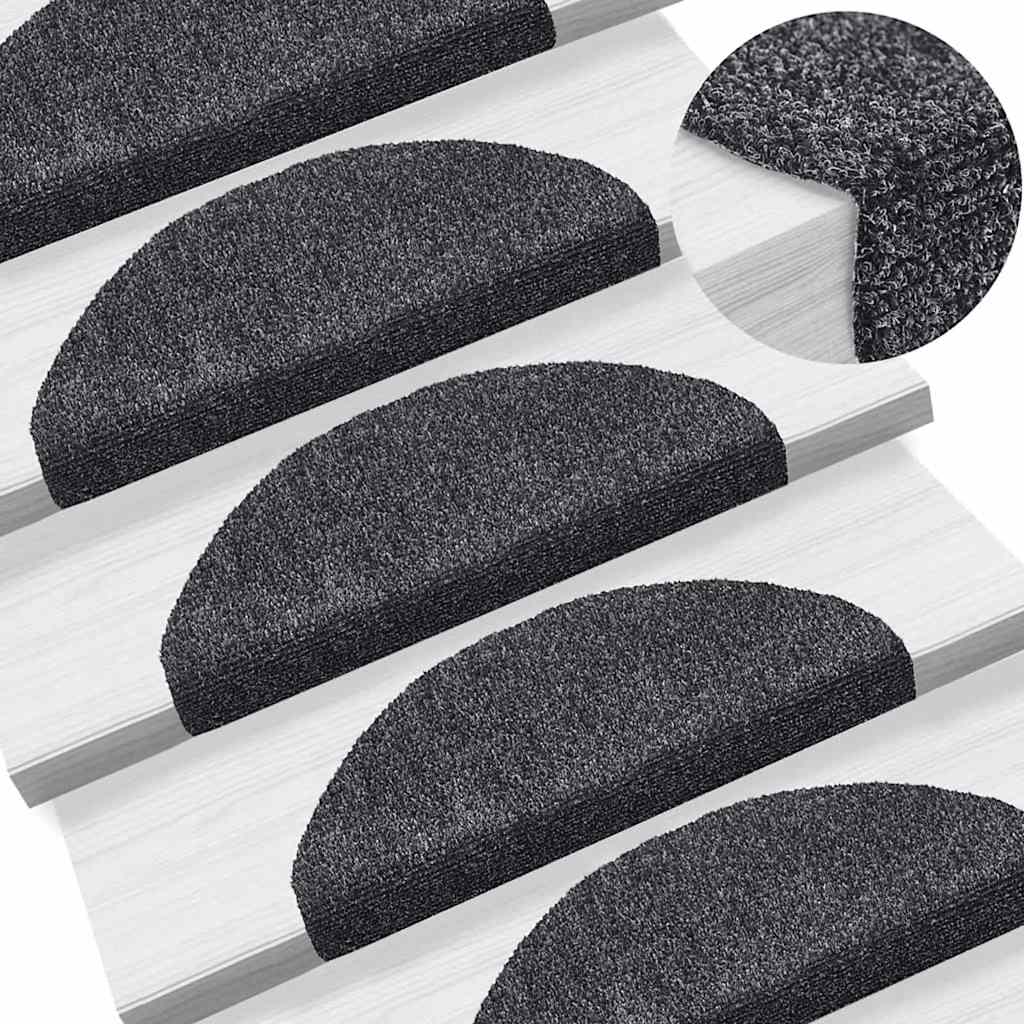 Stufenmatten Selbstklebend 30 Stk. 65x21x4 cm Dunkelgrau Halbrund Groß