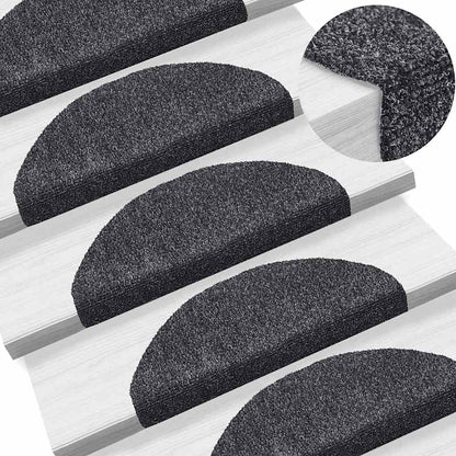 Stufenmatten Selbstklebend 30 Stk. 65x21x4 cm Dunkelgrau Halbrund Groß