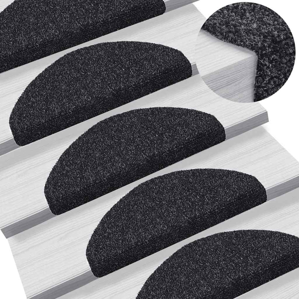 Stufenmatten Selbstklebend 30 Stk. 65x21x4 cm Schwarz Halbrund Groß