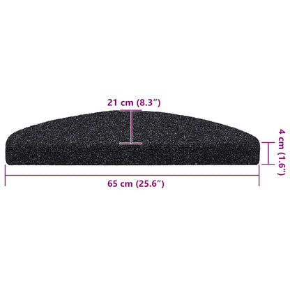 Stufenmatten Selbstklebend 30 Stk. 65x21x4 cm Schwarz Halbrund Groß