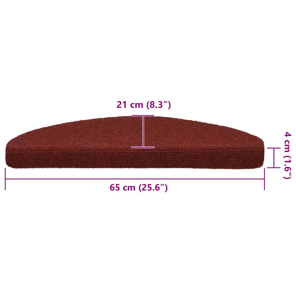Stufenmatten Selbstklebend 30 Stk. 65x21x4 cm Bordeauxrot Halbrund Groß