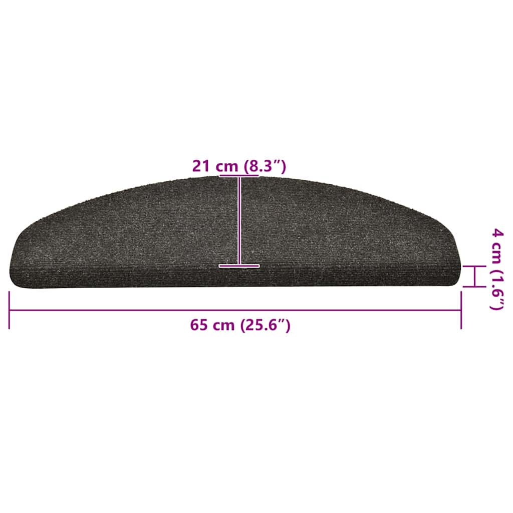 Stufenmatten Selbstklebend 30 Stk. 65x21x4 cm Anthrazit Halbrund Groß