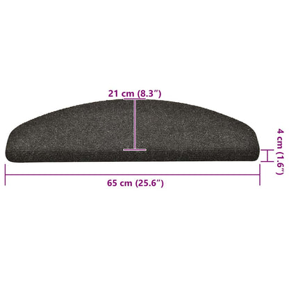 Stufenmatten Selbstklebend 30 Stk. 65x21x4 cm Anthrazit Halbrund Groß