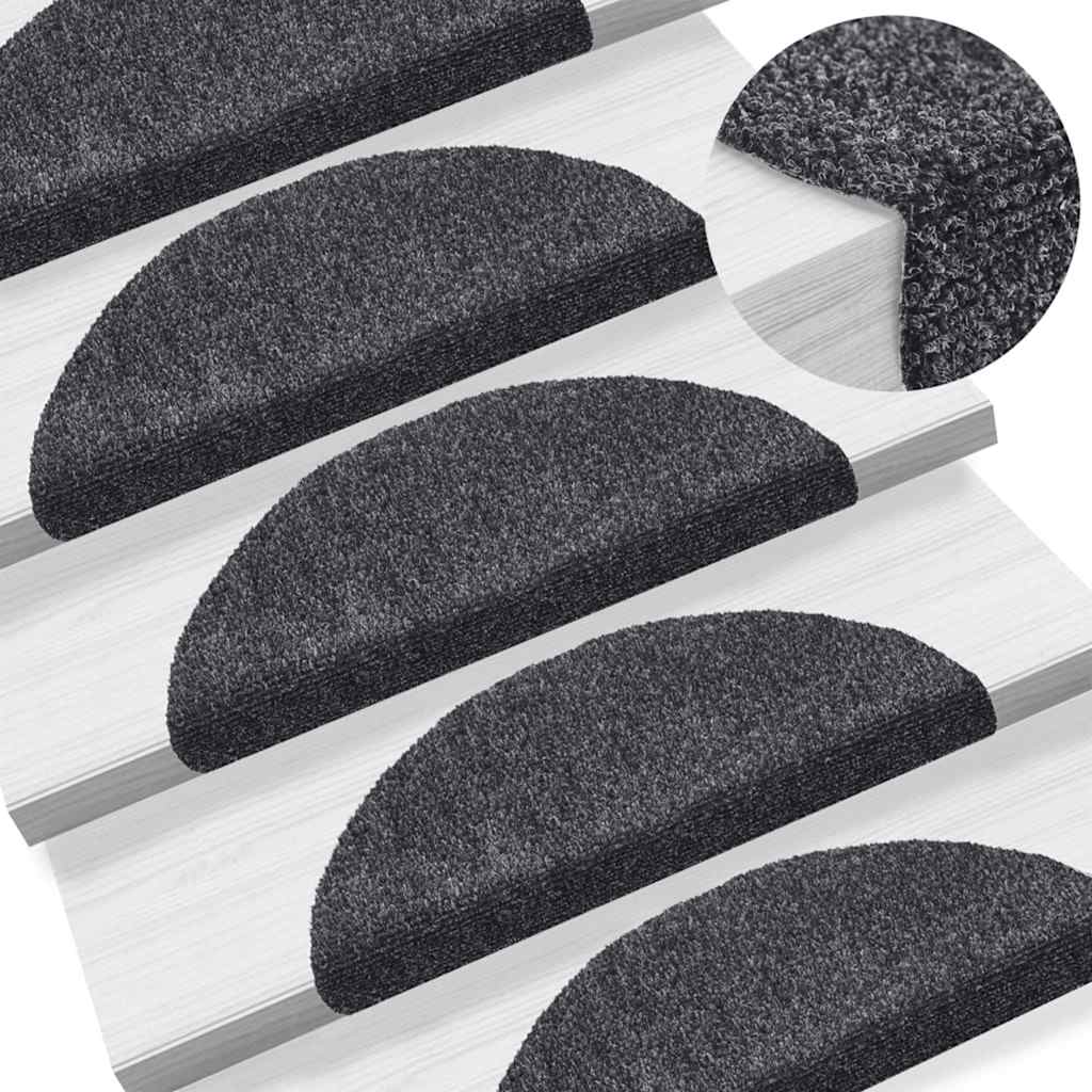 Stufenmatten Selbstklebend 20 Stk. 56x17x3 cm Dunkelgrau Halbrund