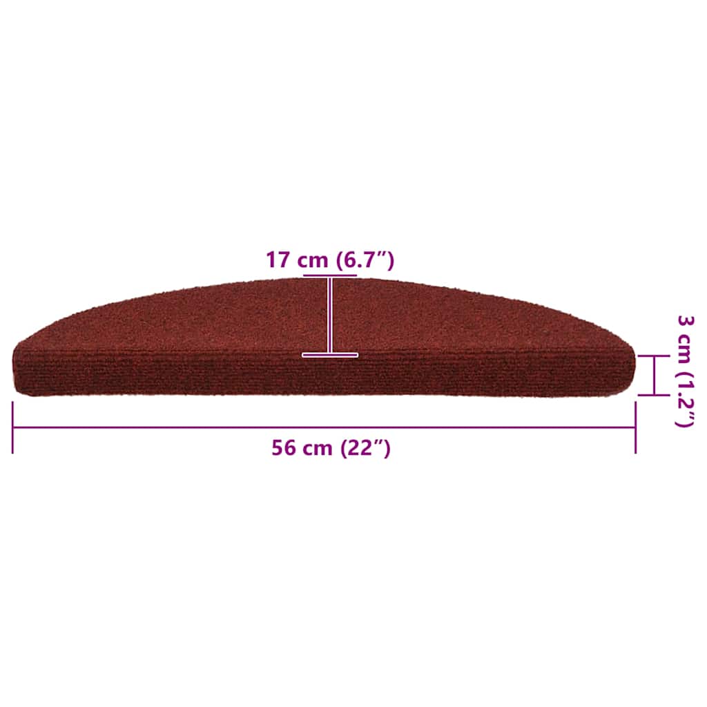 Stufenmatten Selbstklebend 20 Stk. 56x17x3 cm Bordeauxrot Halbrund