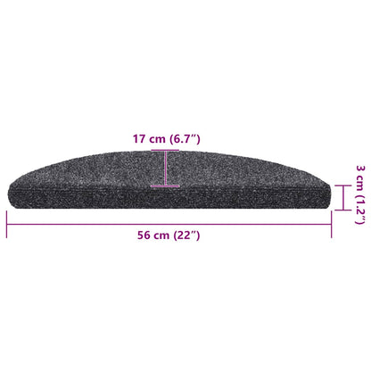 Stufenmatten Selbstklebend 30 Stk. 56x17x3 cm Dunkelgrau Halbrund