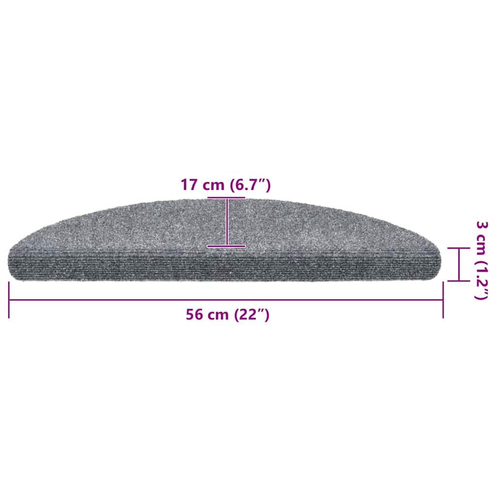 Stufenmatten Selbstklebend 30 Stk. 56x17x3 cm Hellgrau Halbrund