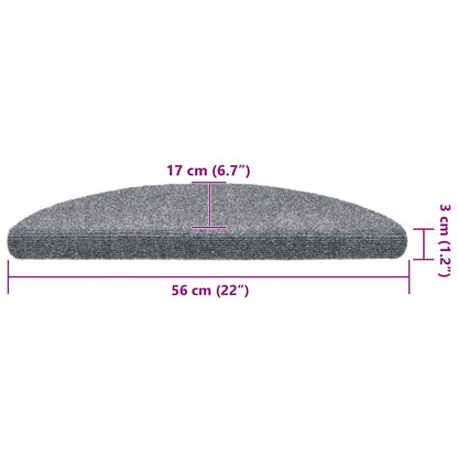 Stufenmatten Selbstklebend 30 Stk. 56x17x3 cm Hellgrau Halbrund