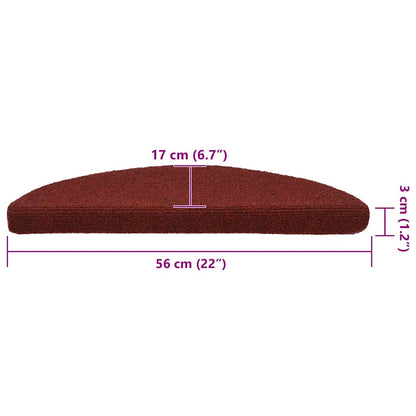 Stufenmatten Selbstklebend 30 Stk. 56x17x3 cm Bordeauxrot Halbrund
