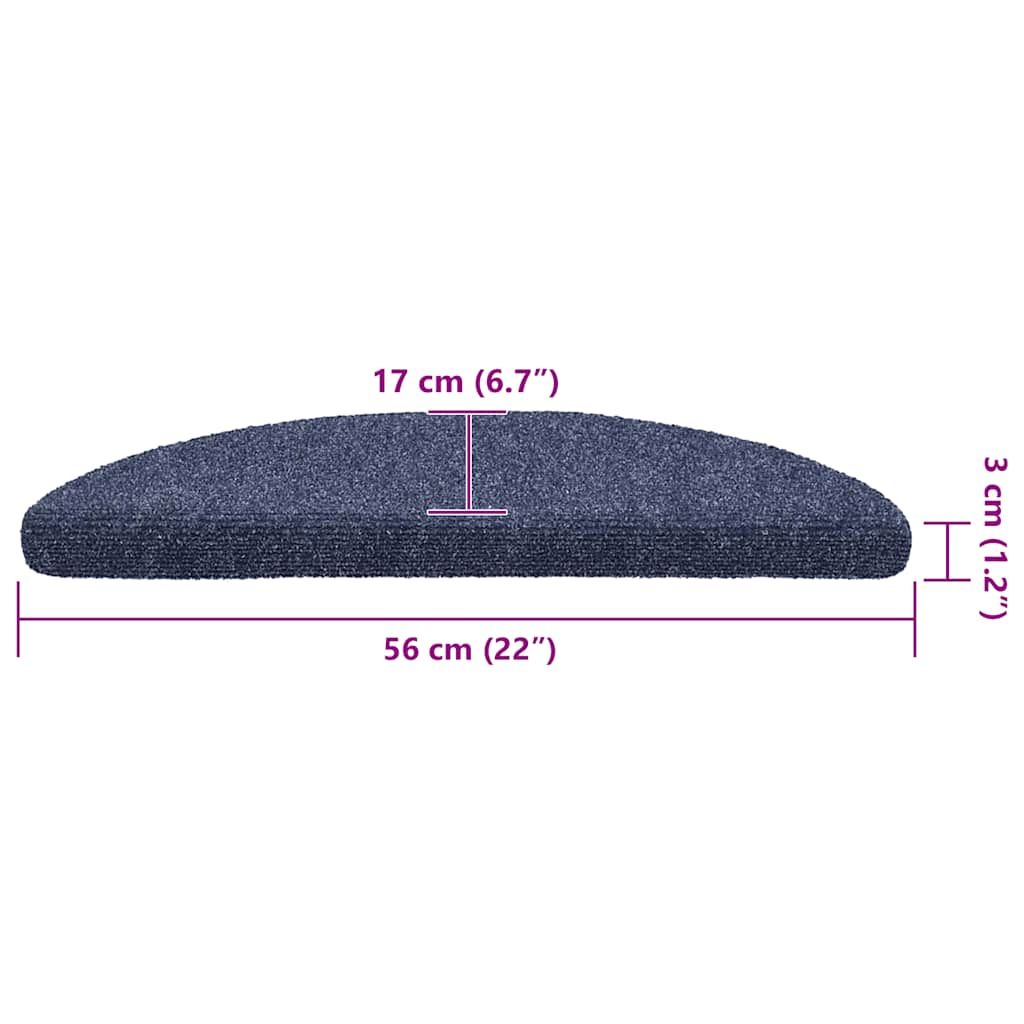 Stufenmatten Selbstklebend 30 Stk. 56x17x3 cm Blau Halbrund