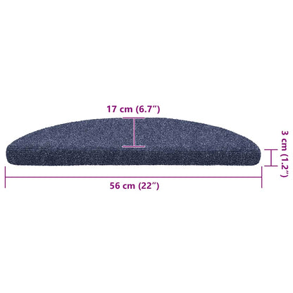 Stufenmatten Selbstklebend 30 Stk. 56x17x3 cm Blau Halbrund