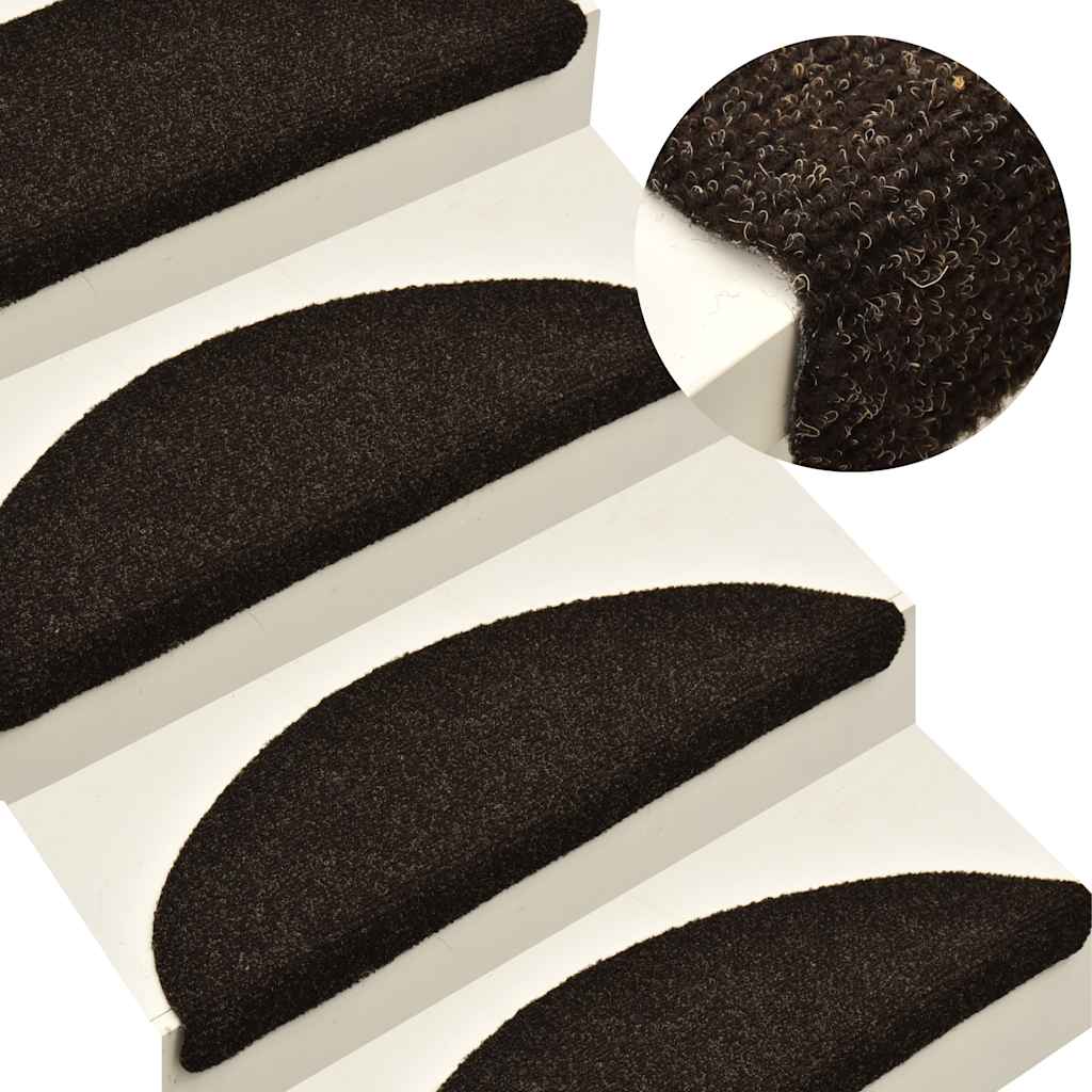 Stufenmatten Selbstklebend 30 Stk. 56x17x3 cm Dunkelbraun Halbrund