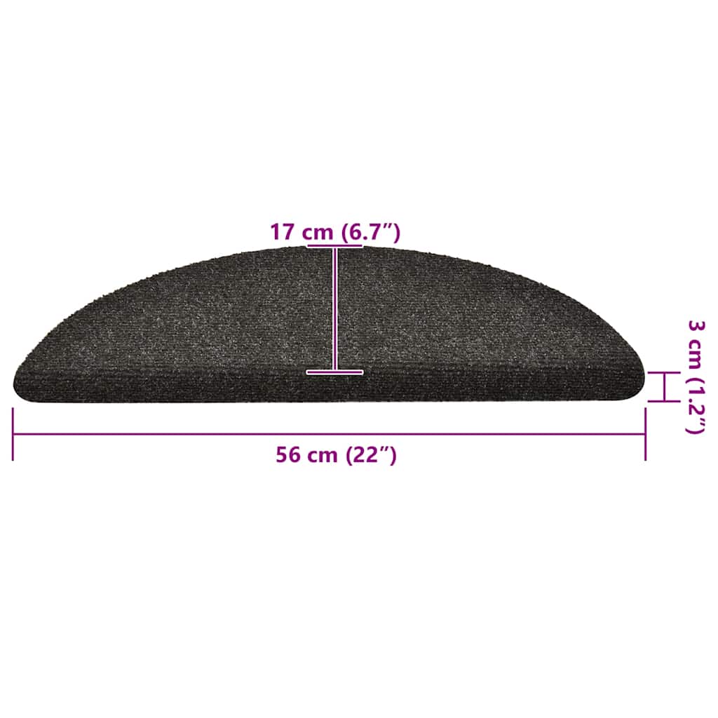 Stufenmatten Selbstklebend 30 Stk. 56x17x3 cm Anthrazit Halbrund