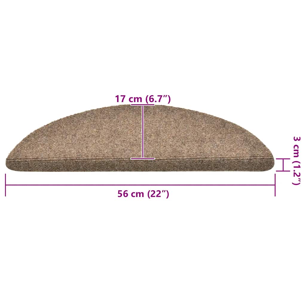 Stufenmatten Selbstklebend 30 Stk. 56x17x3 cm Beige Halbrund